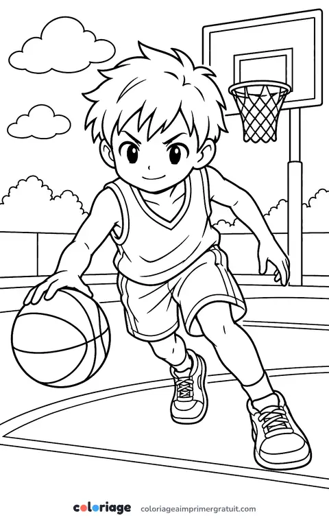 Coloriage basketteur manga