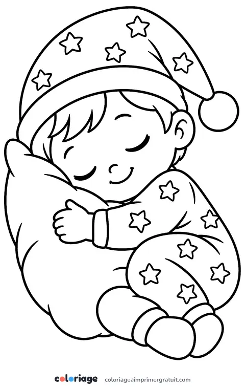 Coloriage chibi en pyjama