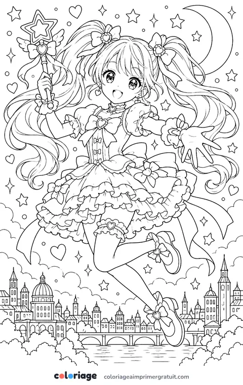 Coloriage magicienne manga