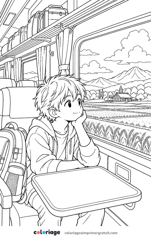 Coloriage voyage en train