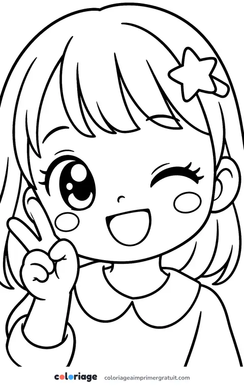 Coloriage visage manga clin d’œil