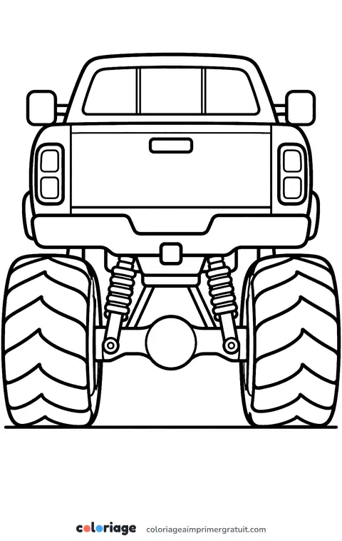 Coloriage monster truck vu de dos