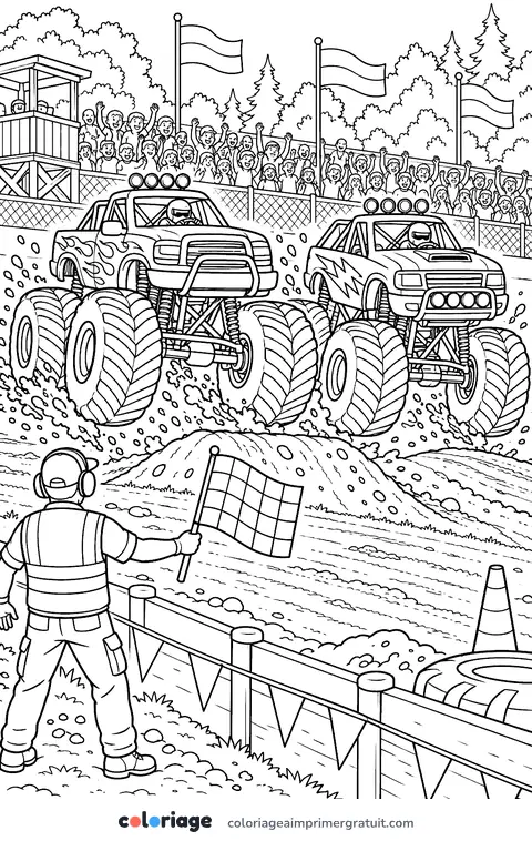Coloriage course en duel