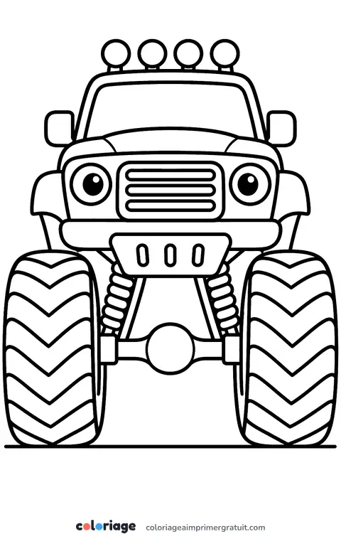 Coloriage monster truck vu de face