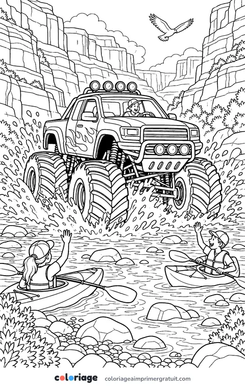 Coloriage traversée de la rivière