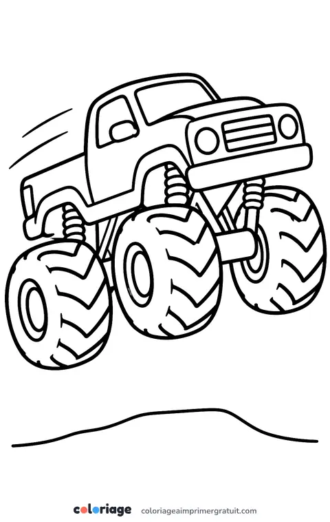 Coloriage monster truck en plein saut