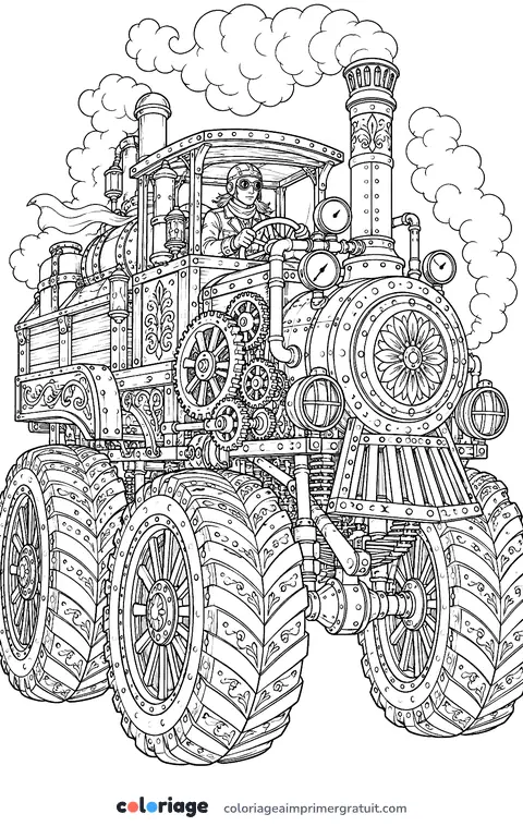 Coloriage monster truck steampunk