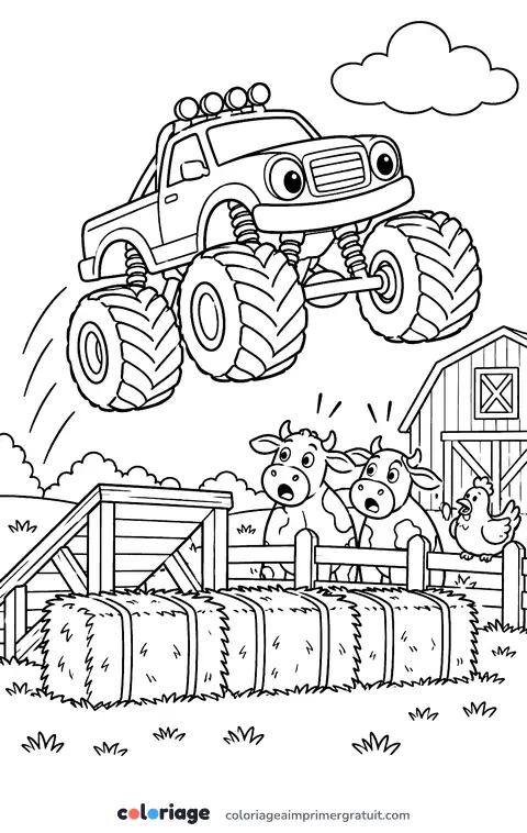 Coloriage tremplin de la ferme