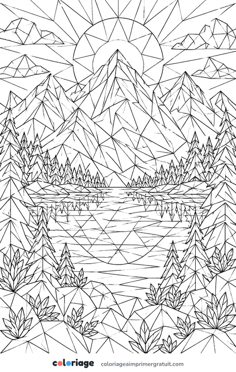 Coloriage montagnes géométriques