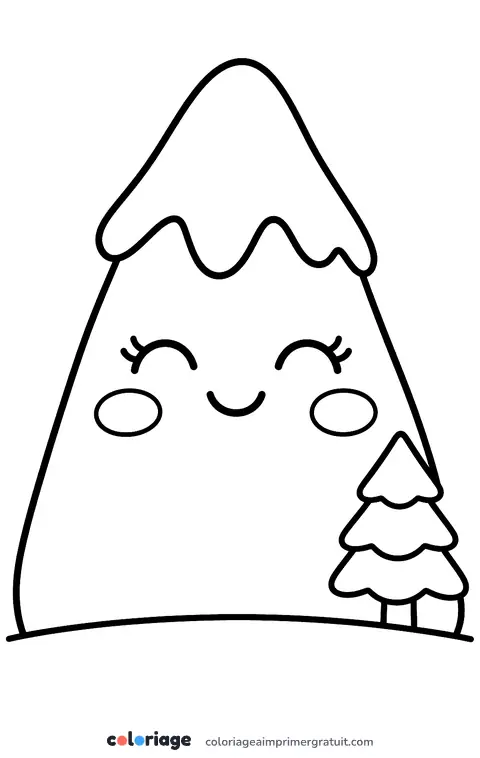Coloriage montagne kawaii
