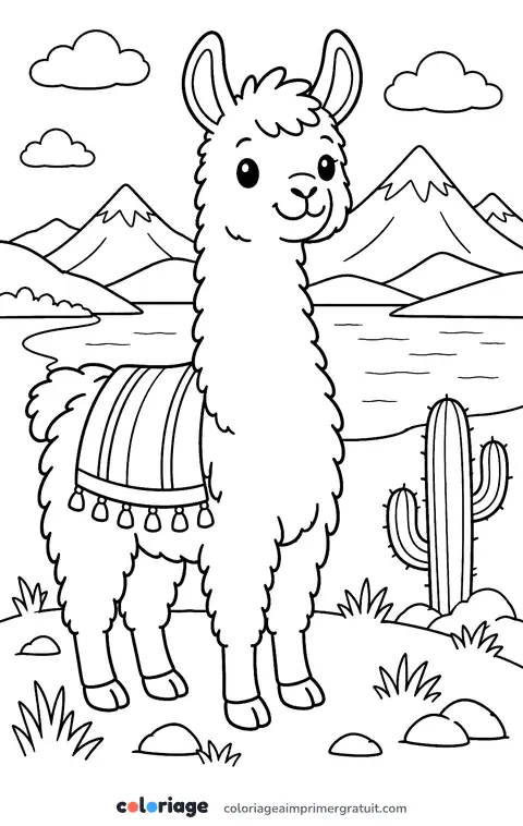 Coloriage lama des Andes
