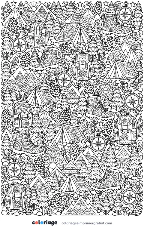 Coloriage motif montagne