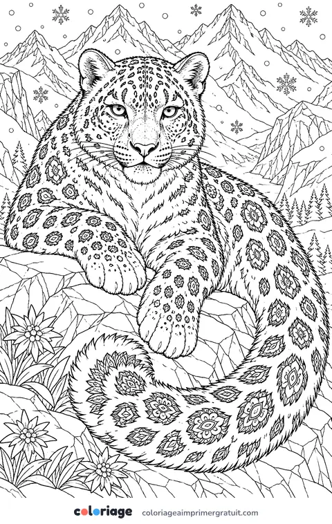 Coloriage panthère des neiges