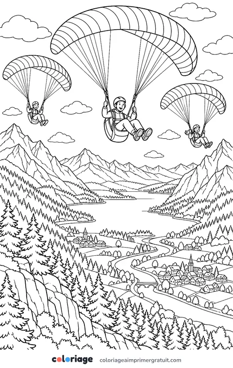 Coloriage parapentes