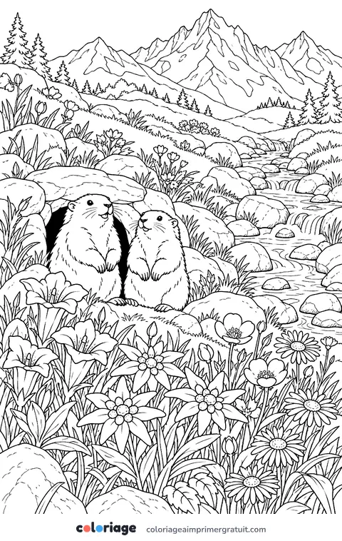 Coloriage prairie alpine