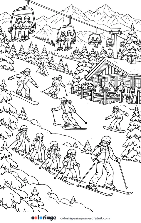 Coloriage station de ski