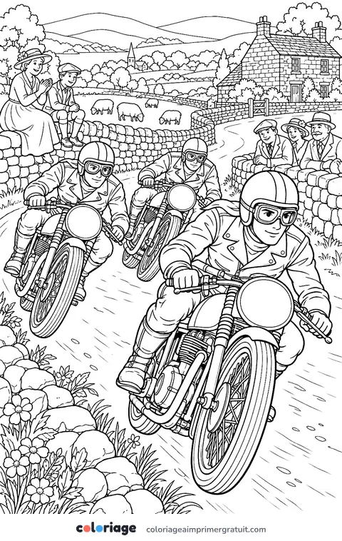 Coloriage course de motos anciennes