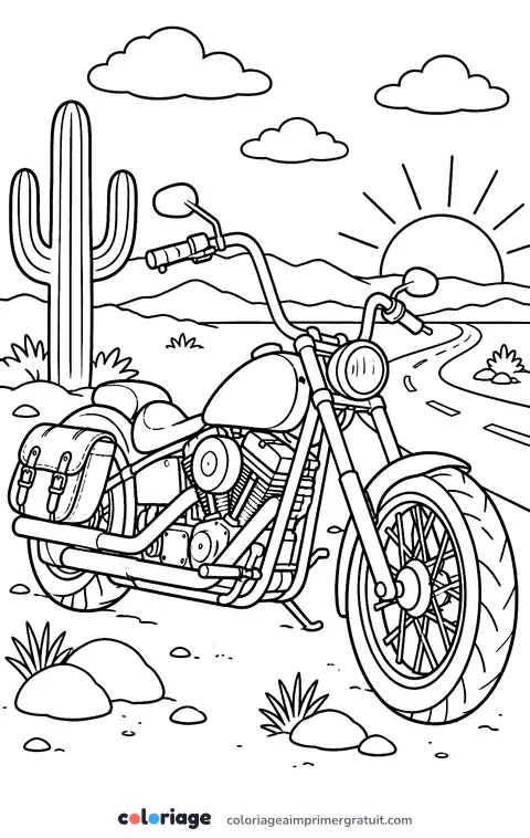 Coloriage moto custom