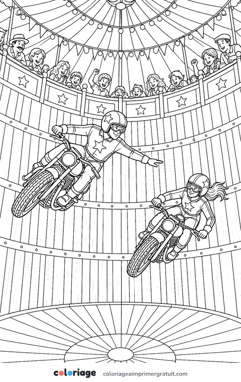 Coloriage mur de la mort à la fête foraine