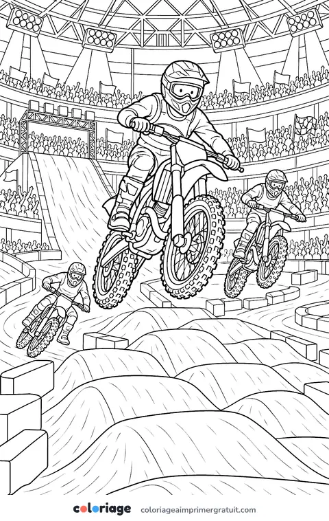 Coloriage supercross en salle