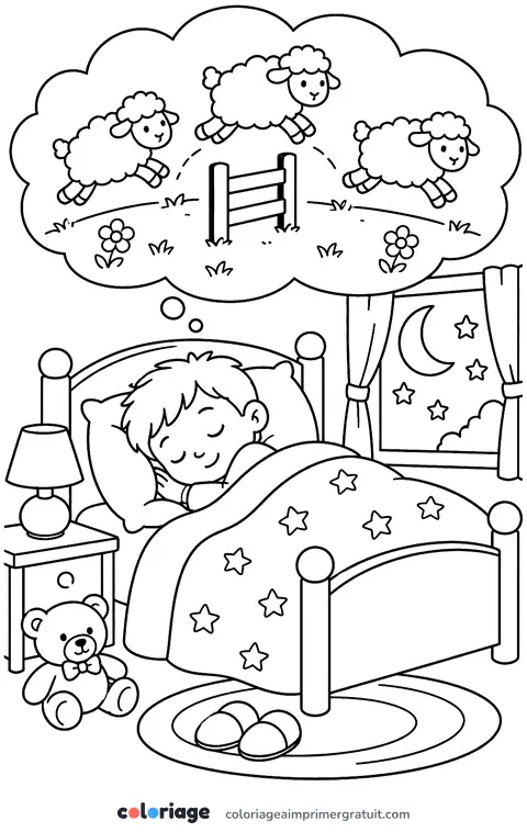 Coloriage compter les moutons