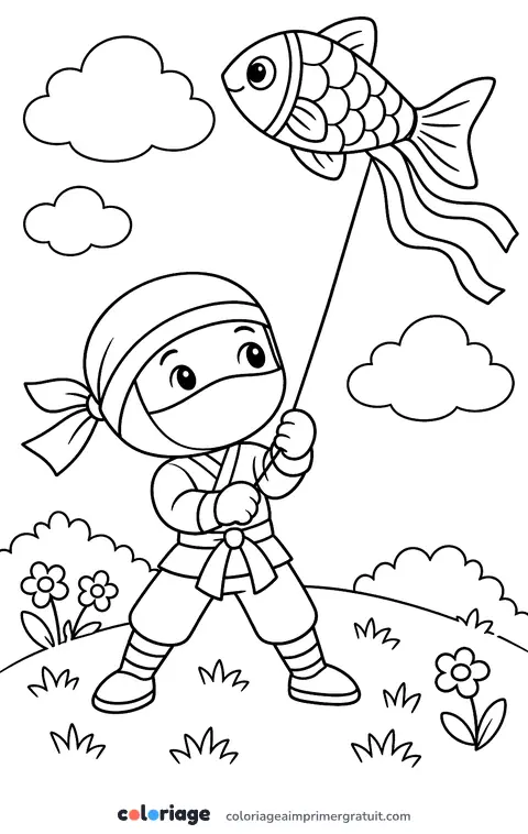Coloriage cerf-volant du ninja
