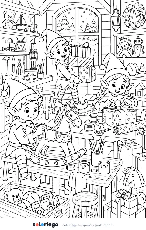Coloriage l’atelier des lutins