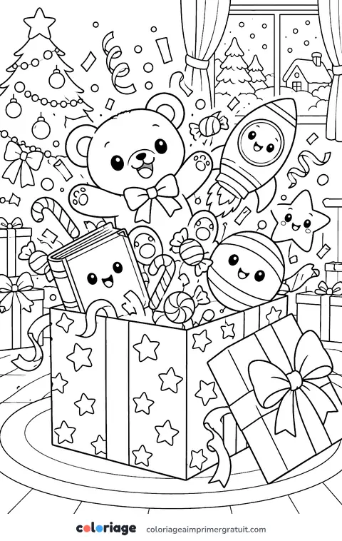 Coloriage cadeau plein de surprises
