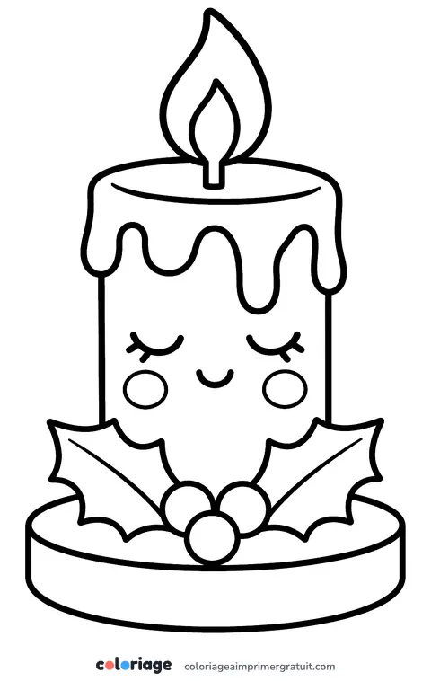Coloriage bougie kawaii