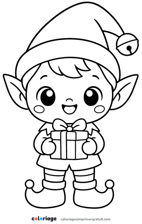 Coloriage petit lutin kawaii