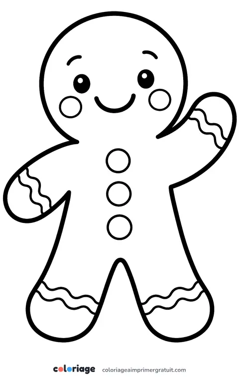 Coloriage bonhomme pain d’épice kawaii