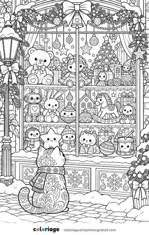 Coloriage vitrine de jouets kawaii