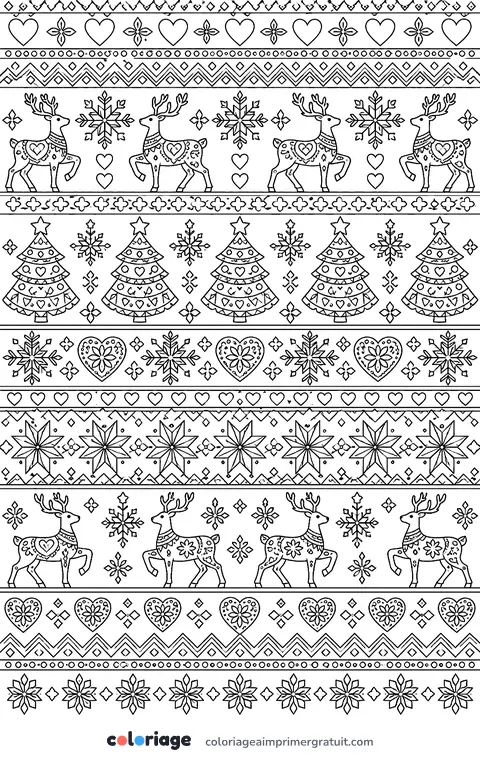 Coloriage motif de pull de Noël