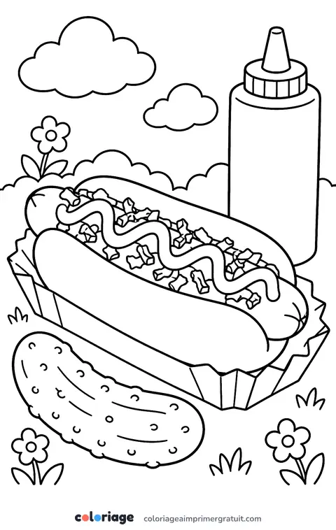 Coloriage hot-dog