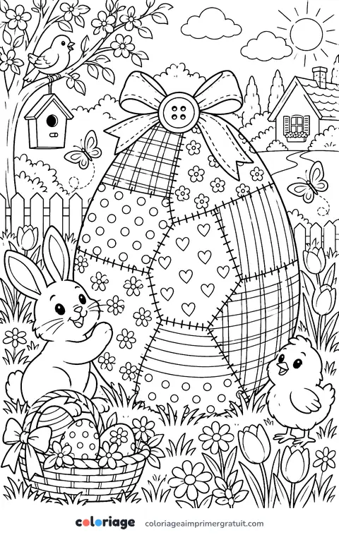 Coloriage œuf patchwork