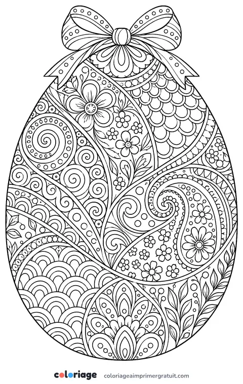 Coloriage œuf zentangle