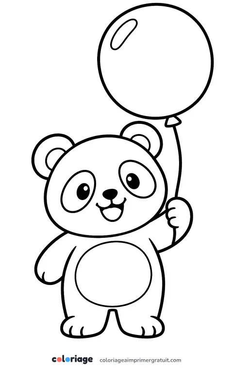 Coloriage panda et son ballon