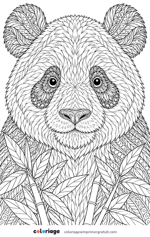 Coloriage portrait de panda réaliste