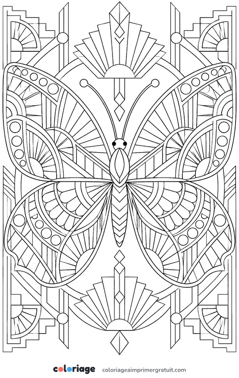 Coloriage papillon art déco