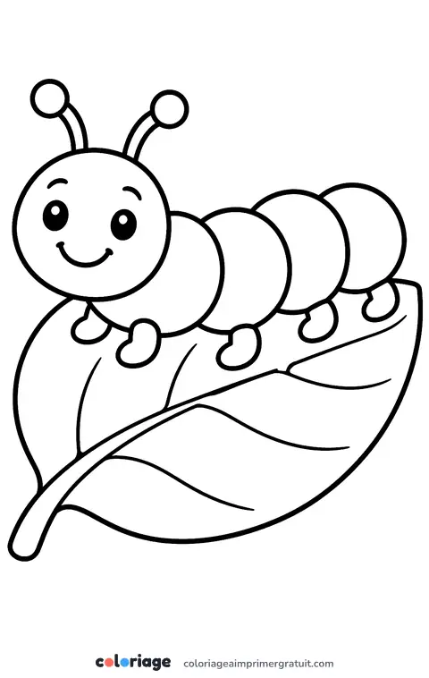 Coloriage chenille souriante