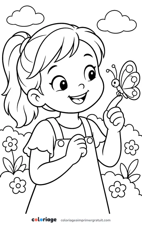 Coloriage papillon sur le doigt
