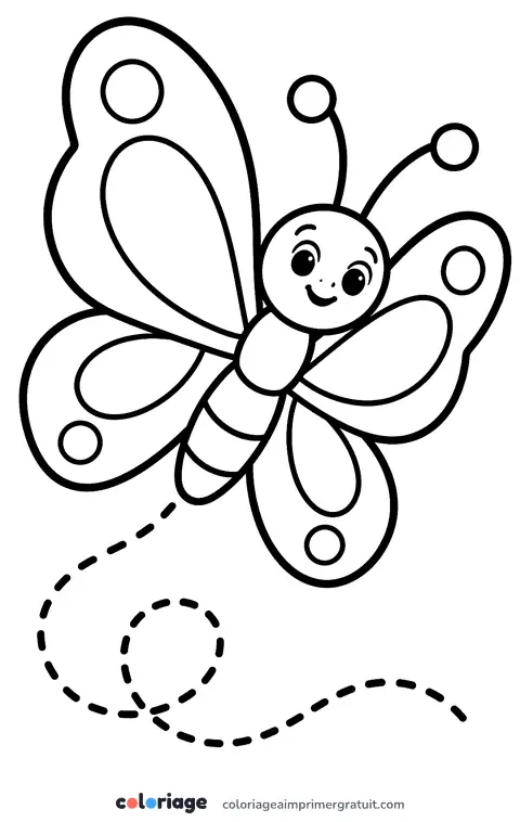 Coloriage papillon en vol