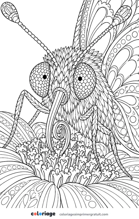 Coloriage papillon en gros plan