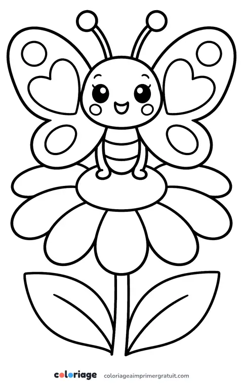 Coloriage papillon kawaii