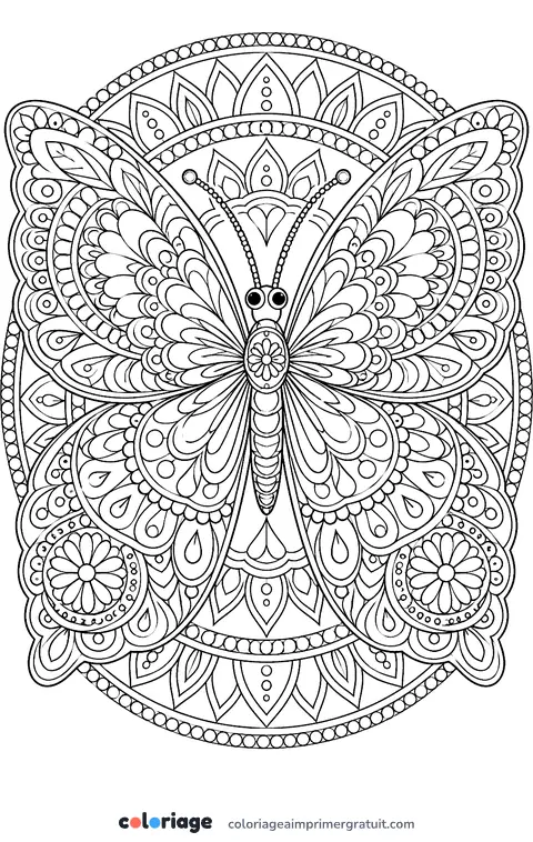 Coloriage papillon mandala