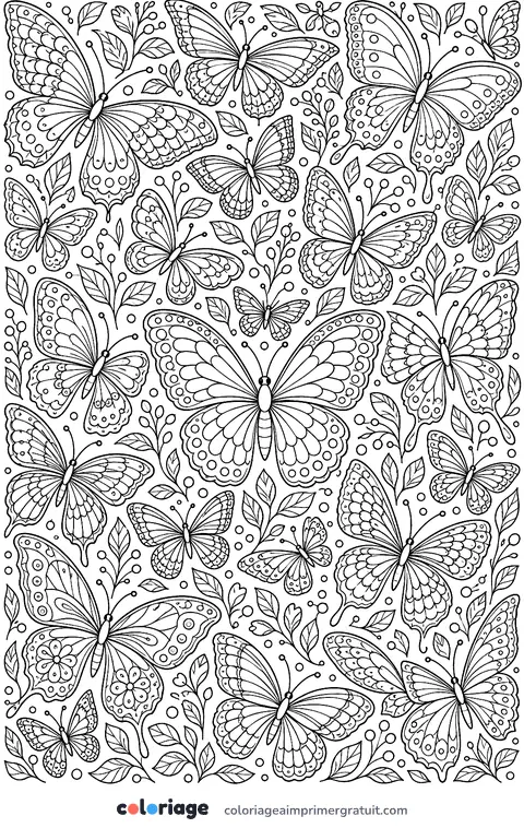 Coloriage motif de papillons