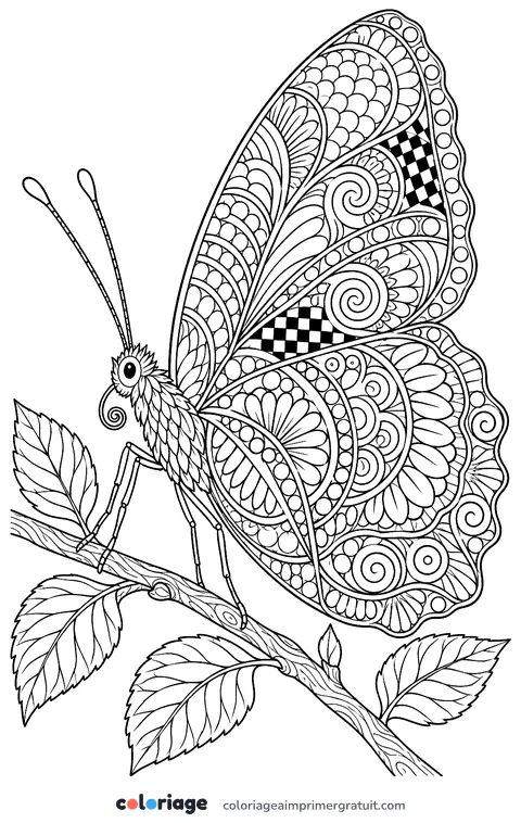 Coloriage papillon zentangle