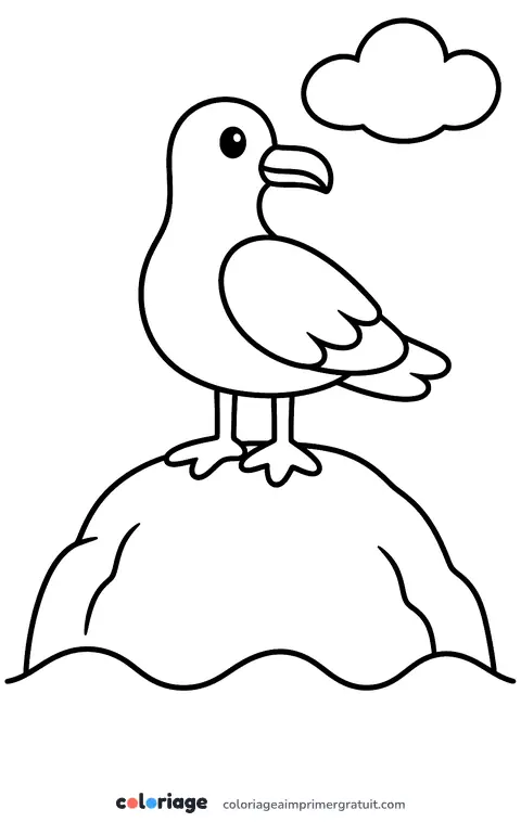 Coloriage îlot et mouette