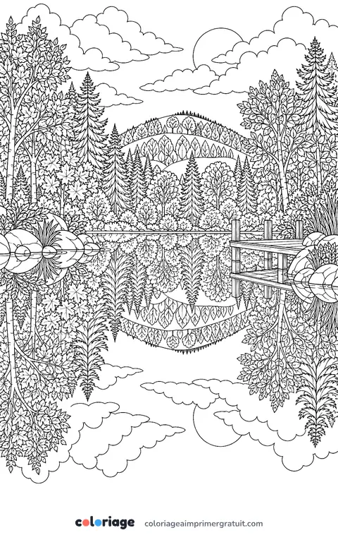 Coloriage lac miroir