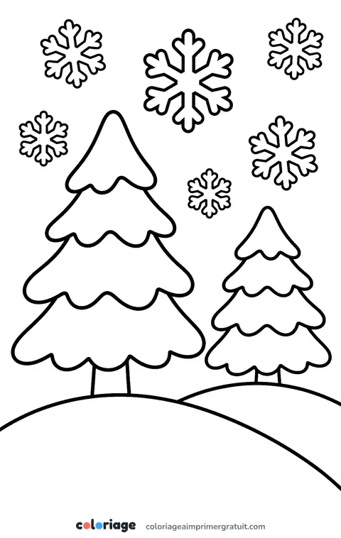 Coloriage collines enneigées